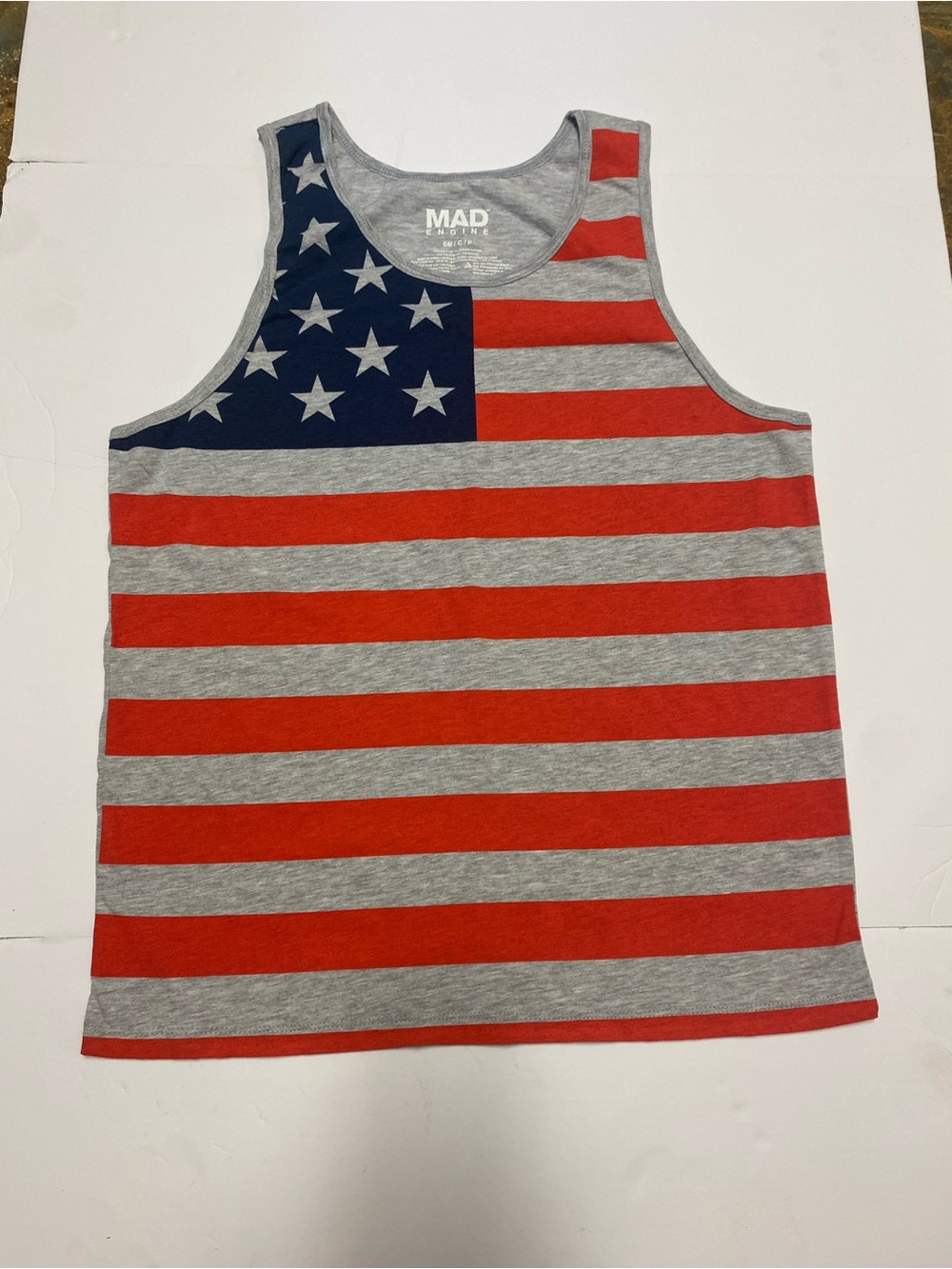 MAD Engine Patriotic Flag Tank Top - Red, Gray, Navy